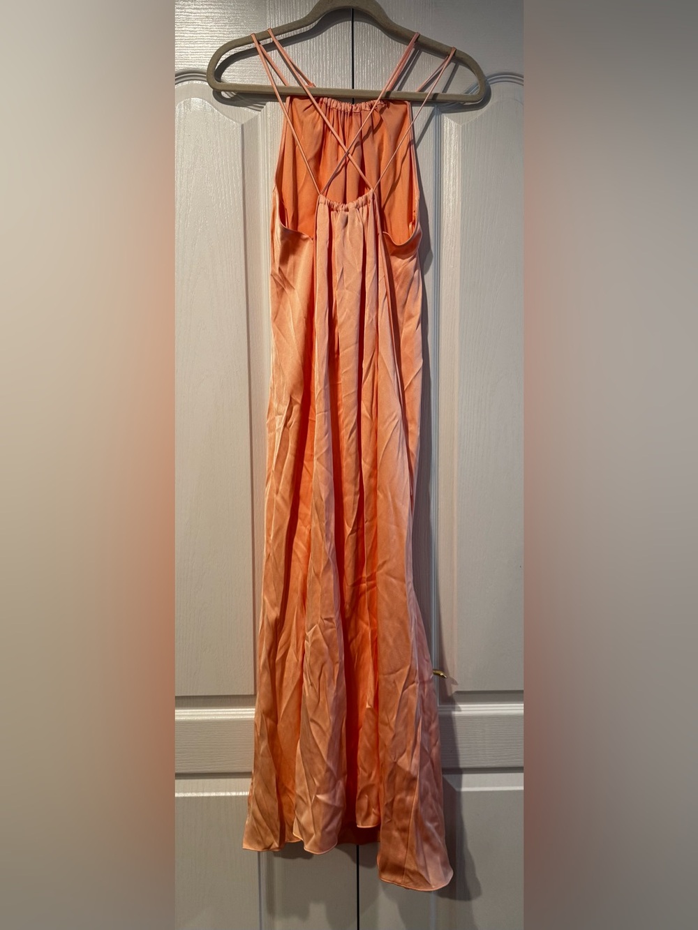 Reiss Satin Peach Backless Maxi Dress with Side Slit - Size 10 NWT - Picture 5 of 7